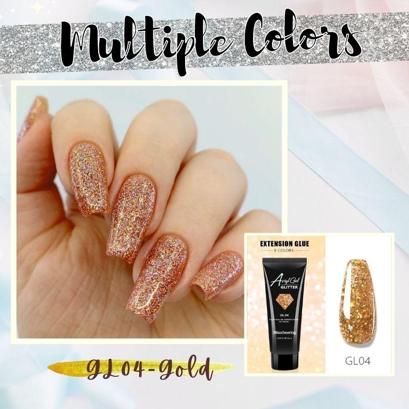 Glittery Poly Nail Gel Nails starryhome GL04 Gold 
