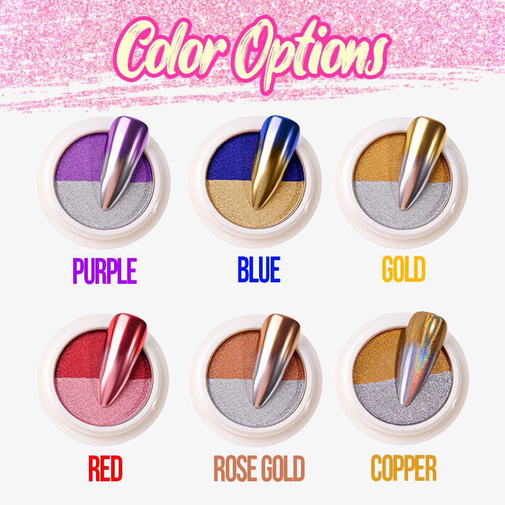 Dual Color Mirror Chrome Nail Powder Nails DazzlingBreeze Purple 