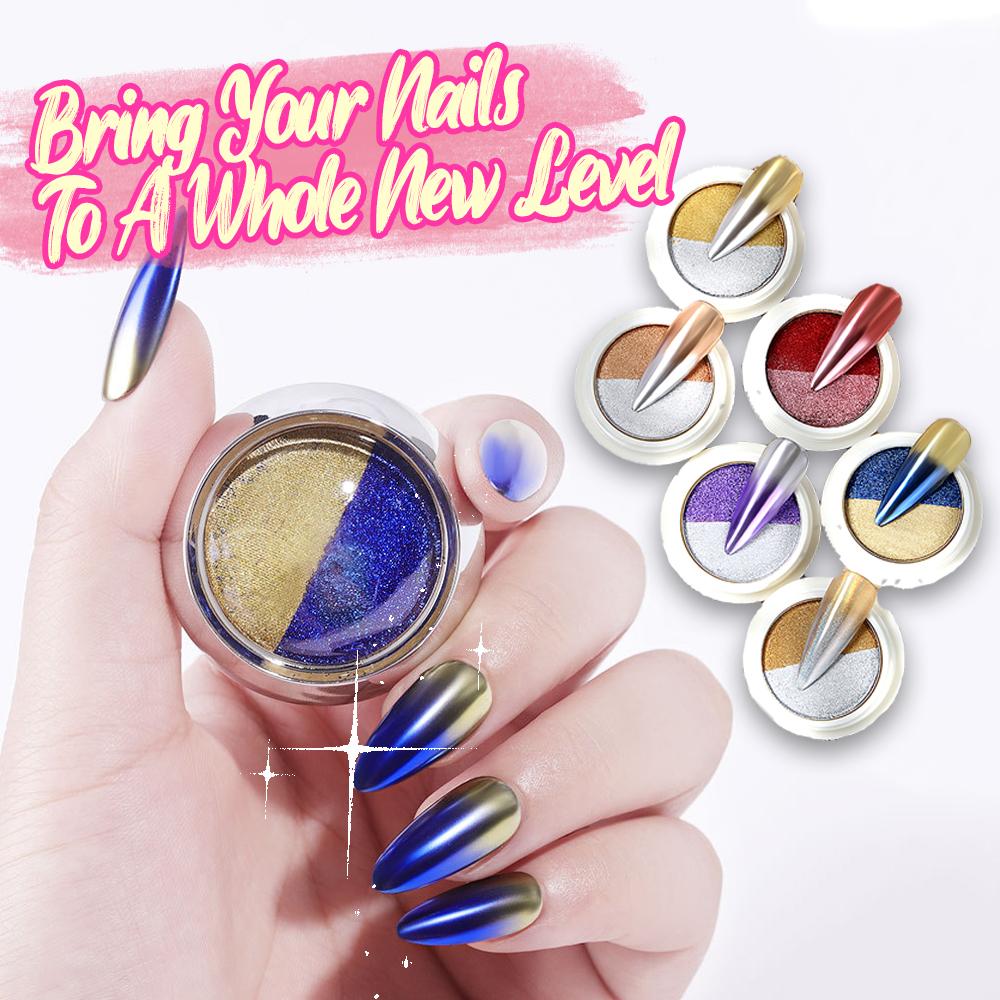 Dual Color Mirror Chrome Nail Powder Nails DazzlingBreeze Blue 